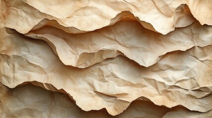 A wrinkled paper background in soft brown tones, perfect for adding a vintage or rustic touch