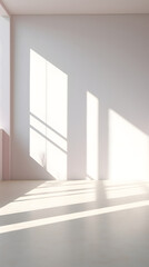 Fototapeta premium Digital white minimalist white wall light and shadow scene geometric poster background with Generative