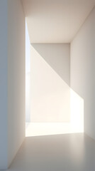 Fototapeta premium Digital white minimalist white wall light and shadow scene geometric poster background with Generative