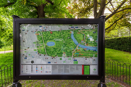Map Display Board of Kensington Gardens and Hyde Park