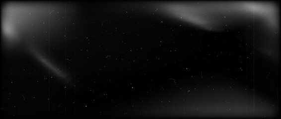 Vintage noir film frame background. Fading aged grain movie texture. Retro photo filter template with light leak, grain, scratches, noise, dust. Nostalgic cinematic photography effect. Vector