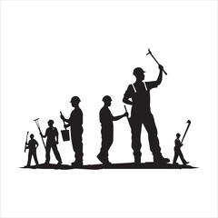 Naklejka premium Happy labur day design concept with silhouette of workers with white background