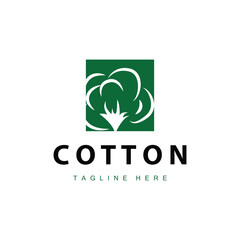 cotton logo design flower soft cotton organic plant textile material clothing illustration template