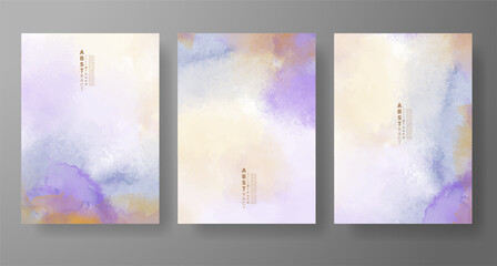 Watercolor Minimal Card. Classic Vector Design Cards. Wedding Abstract Background Invitation Art Template. Set of Creative Illustrations for Brochure, Cover Design. Minimalistic Watercolor Artwork.