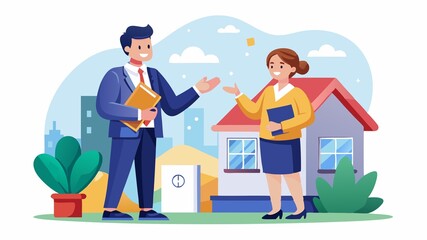 Effective marketing and negotiation skills are essential for closing deals. Agent presenting a purchase offer to a seller, showcasing the role in advocating for the seller's interests.