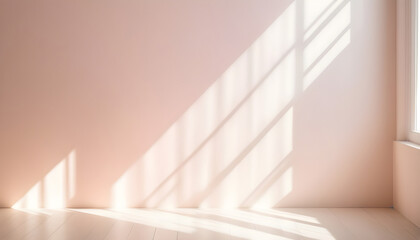Fototapeta premium Sunlight Streaming through a Window onto a Pink Wall and White Floor