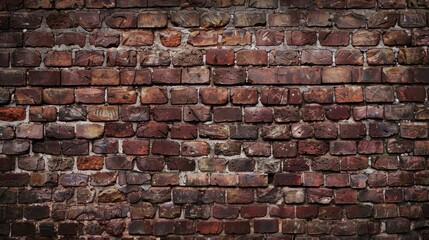 Fototapeta premium Rustic old brick wall background with weathered bricks in various shades of red and brown creating a textured and aged look perfect for vintage and industrial themes highlighting history and character
