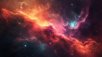 Mystical galaxy background featuring vibrant nebulae, twinkling stars, and swirling cosmic dust creating a captivating look perfect for sci-fi themes