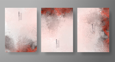 Watercolor Minimal Card. Classic Vector Design Cards. Wedding Abstract Background Invitation Art Template. Set of Creative Illustrations for Brochure, Cover Design. Minimalistic Watercolor Artwork.