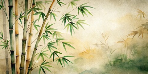 Watercolor of bamboo in traditional Japanese ink style, bamboo, painting, watercolor,Japanese, ink, black, white, art, brush, plant