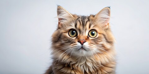 Happy cute cat with fluffy fur and big eyes , adorable, feline, pet, animal, happiness, joy, playful, whiskers, furry, domestic