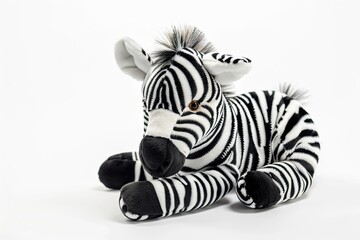 Zebra plushie doll isolated on white background