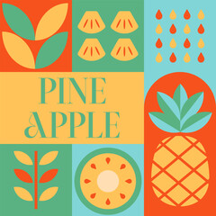 Fruit Vegetable Pumpkin seamless pattern in scandinavian style postcard with Retro clean concept design