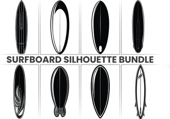 Surfboard silhouette Vector design, Surfboard doodle, Surfboard icons set.