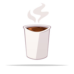 Hot coffee in paper cup vector isolated illustration