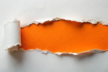 Orange rectangle ripped paper on white background for your presentation background