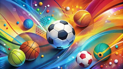 Vibrant abstract sports background with bold graphic designs, dynamic shapes, and bright colors, perfect for customizing gift certificates, banners, and promotional materials.