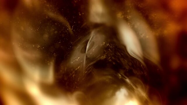 Elegant Golden Abstract Macro Close Up Cosmetic Oil Fluid Background