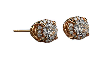 Set of beautiful diamond earrings isolated on transparent