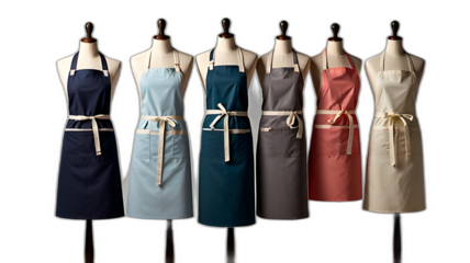 Set of stylish cooking aprons with front pocket