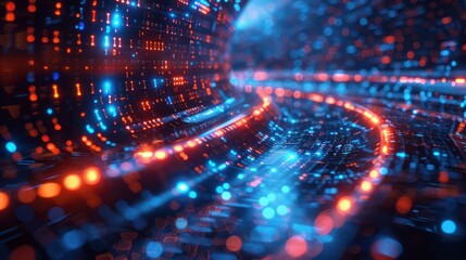 Obraz premium Abstract Digital Data Flow in Neon Lights