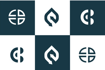 Mega logo collection Initial letter E, with icon style, Abstract design concept for finance business success growth