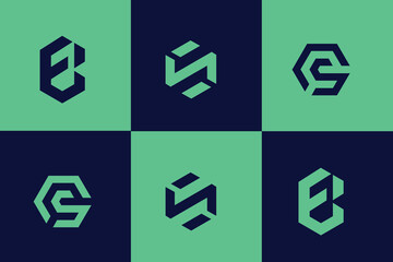 Set of minimalistic trendy shapes,  chemistry hexagon molecules templates vector set