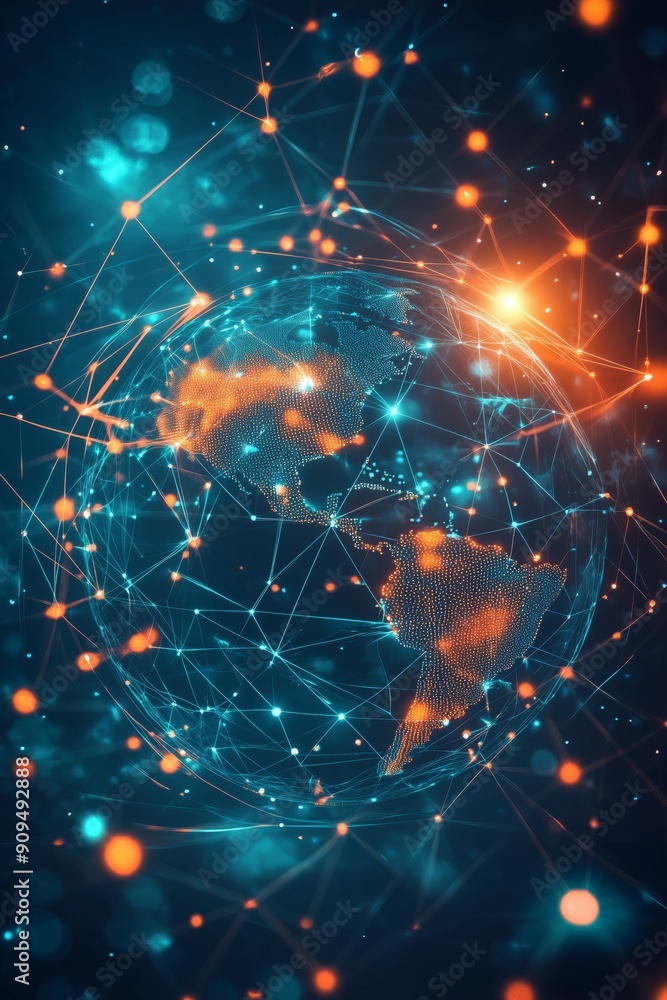 Aufkleber distribution and logistics concept of global digital internet marketing and business e-commerce bann