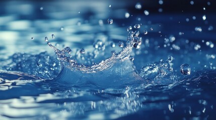 Water Droplet Splash, Abstract Blue