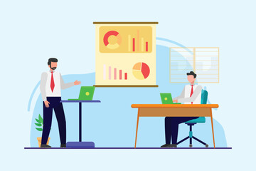 Business meeting, negotiation concept. Colored flat vector illustration isolated.
