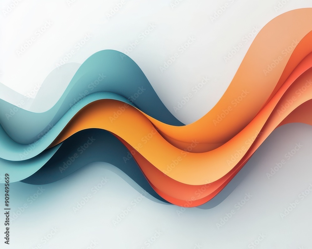 Poster abstract 3d business graph with curved lines and minimal design, isolated with copy space