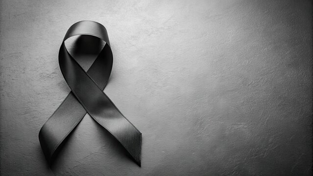 Black ribbon symbolizing mourning or remembrance on a background, black, ribbon, mourning, remembrance, sadness, grief