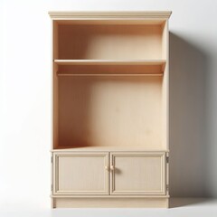 Empty wooden shelves in a room with a clean and minimalistic design