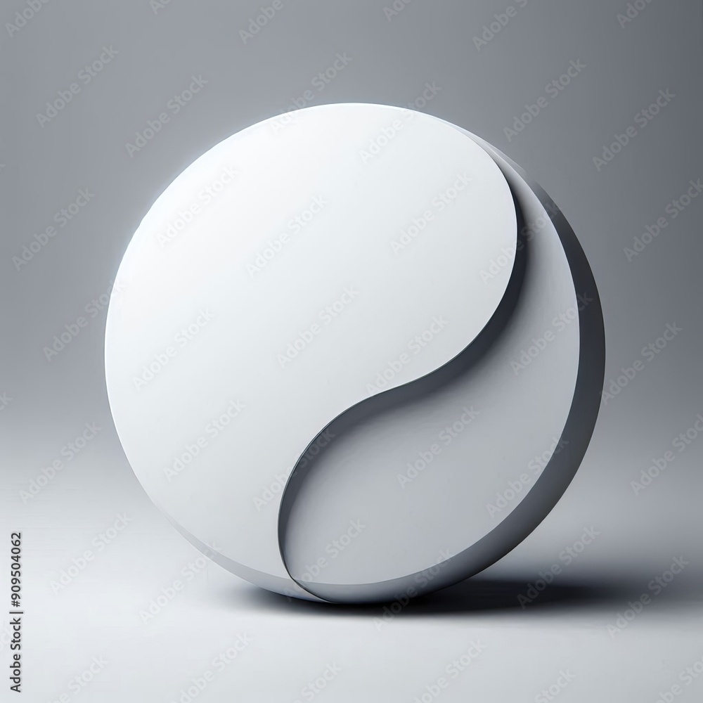 Poster white 3d sphere abstract design with glossy surface and shadow
