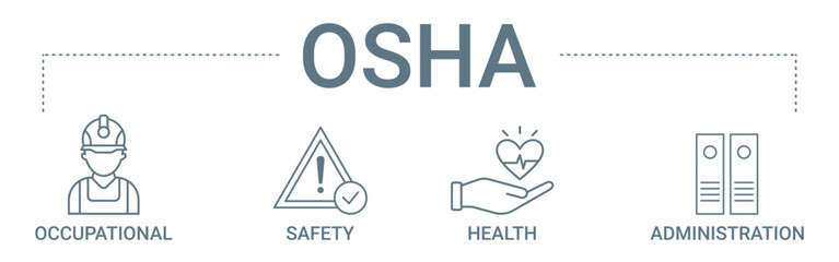 OSHA concept banner icon contain of occupational, safety, health, and administration vector illustration
