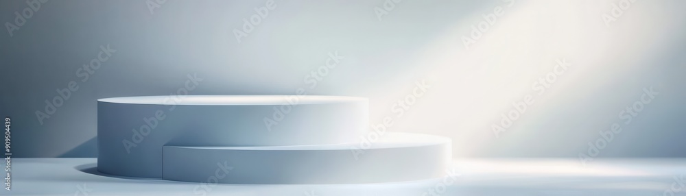 Poster minimalist 3d rendered podium with a clean, white background, providing a versatile setting for vari