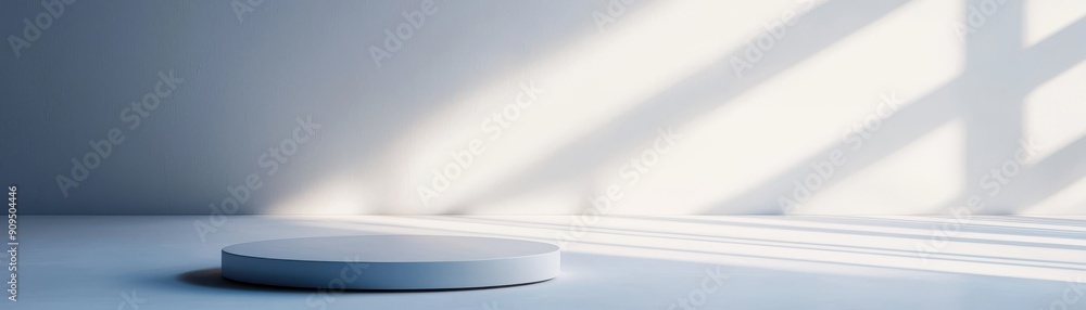 Poster minimalist 3d rendered podium with a clean, white background, providing a versatile setting for vari