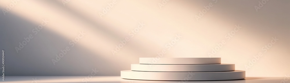 Aufkleber minimalist 3d rendered podium with a clean, white background, providing a versatile setting for vari