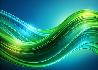 Obraz premium Vibrant green abstract digital wave swirls across a sleek blue background, creating a stunning visual effect perfect for modern presentations, wallpapers, and digital designs.
