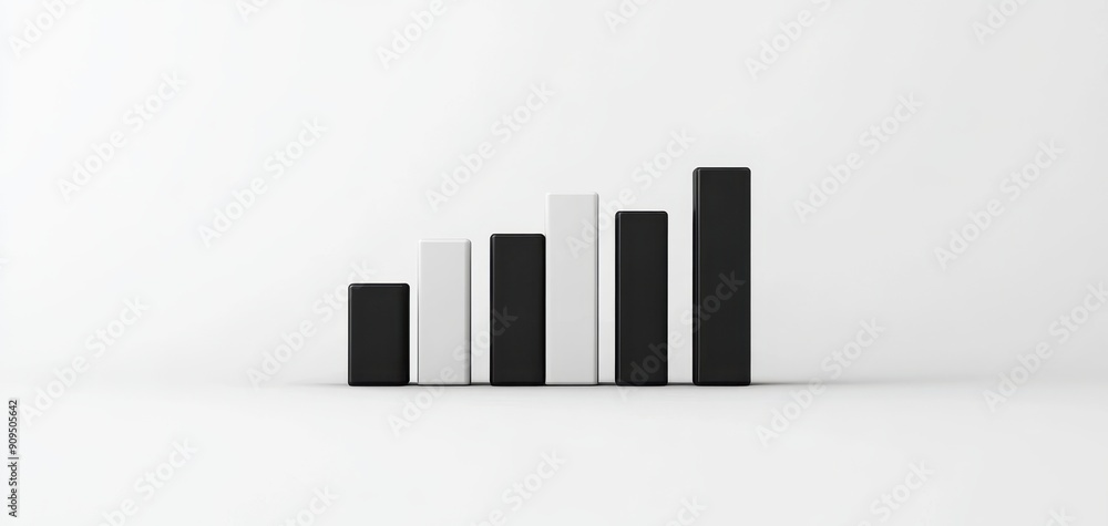 Aufkleber simple 3d bar graph with monochrome tones, isolated on a white background with copy space