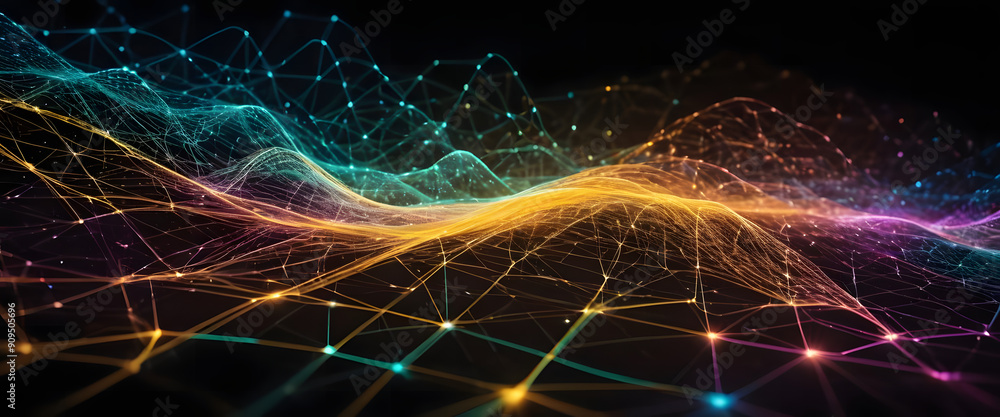 Poster how about this: dynamic fractal realms with glowing energy and futuristic design elements, illustrat