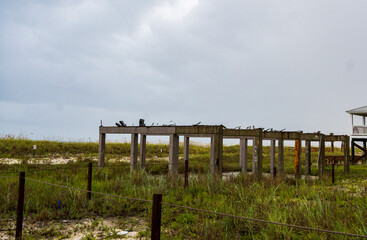 Fototapeta premium Tropical Storm Debby approaches Mexican Beach which is still rebuilding from Hurricane Michael