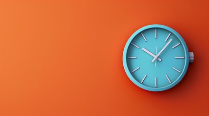 Blue clock on white tone on orange background