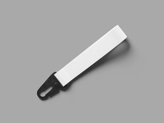 Flat Lay White Blank Fabric Keyholder isolated Mockup 3D