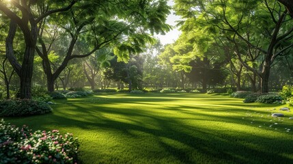 綺麗な芝生の公園