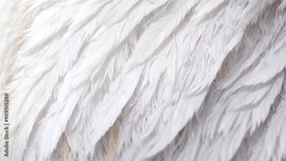 Poster feather soft: a delicate and ethereal close-up of pristine white feathers, capturing the intricate t
