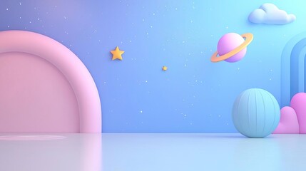 Fototapeta premium Generate a groovy cartoon scene of a intergalactic roller disco competition