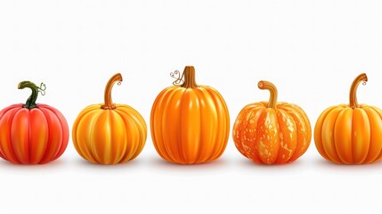 Obraz premium Autumn Pumpkin Icon: Vector Illustration of Halloween or Thanksgiving Symbol in Flat Design, Isolated on White Background