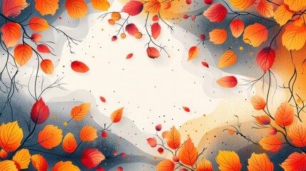 Autumn Artistic Abstract Background: Modern Hand Drawn Vector Illustration and Seasonal Template