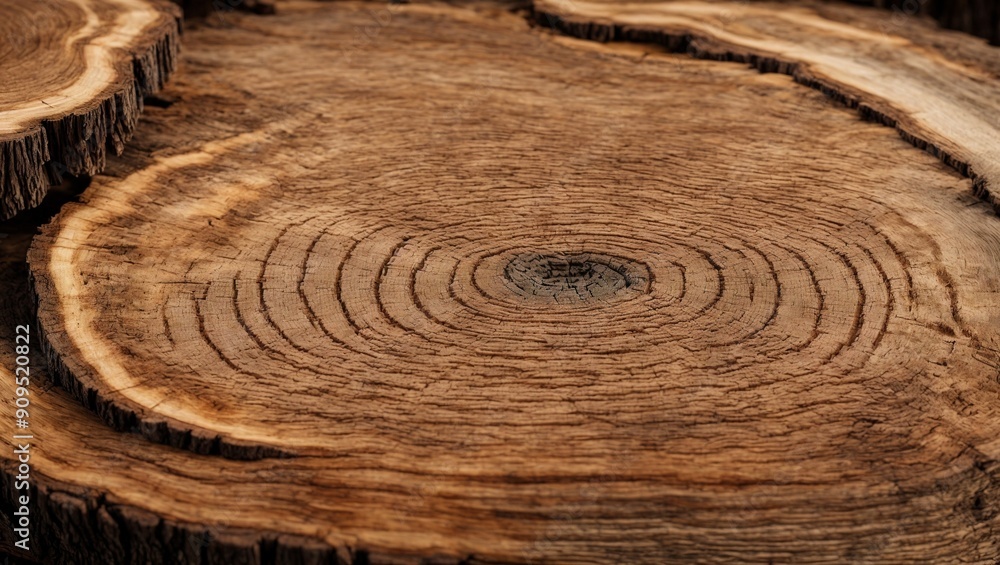 Aufkleber timeworn tree rings: a close-up of a tree's cross-section, showcasing the intricate patterns of its 